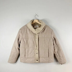 Alpha Tauri Women's Ogea V1.Y0.02 Wool Beige Cropped Jacket Coat Puffer Small S